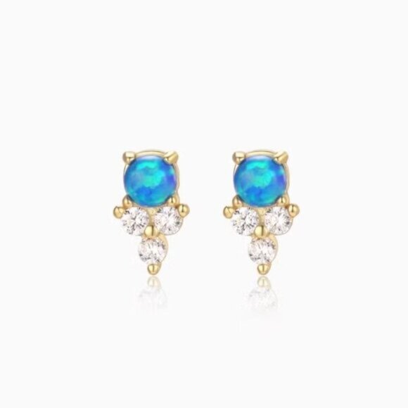 Tiny Stud Earrings Opal and Crystal Stud Earrings Dainty Ear Stack Studs PRETTY - Picture 3 of 15